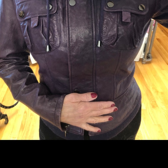 Leather jacket purple - Picture 9 of 12